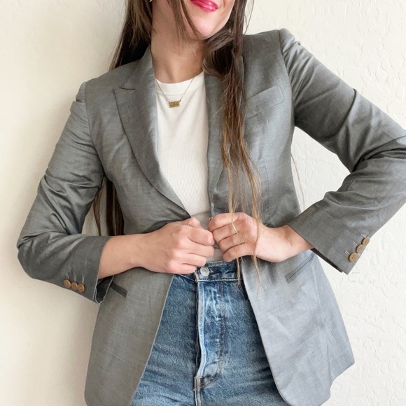 Vintage Giorgio Armani Grey Blazer One Button Front Closure - Picture 1 of 9